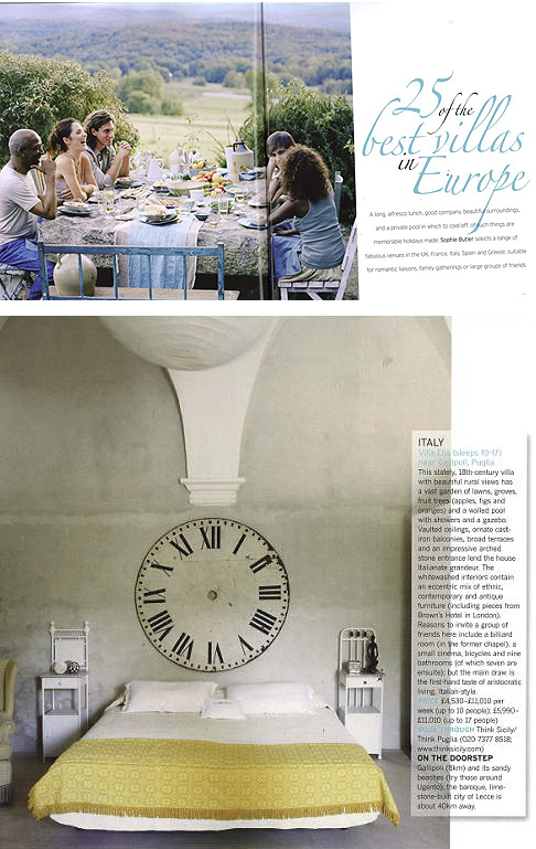 Villa Elia in Conde Nast Traveller, February 2011 | Think Puglia Villa Elia in Conde Nast Traveller, February 2011 | Think Puglia
