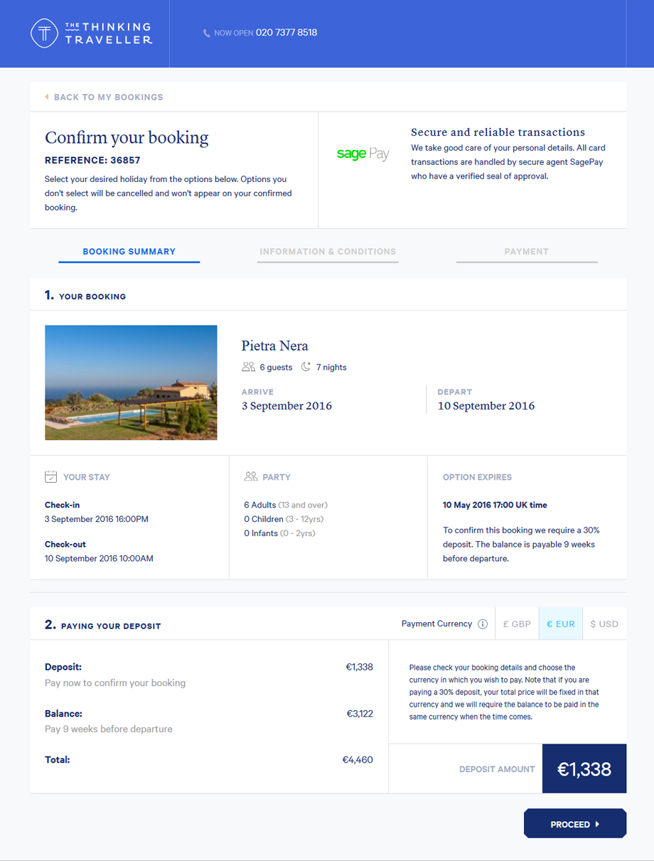 Confirm booking