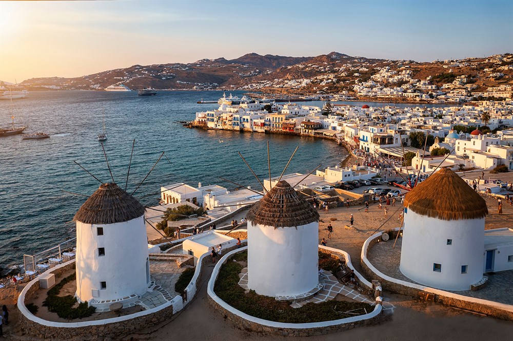 Mykonos, mikonos Greek island, part of the Cyclades, Greece. souk