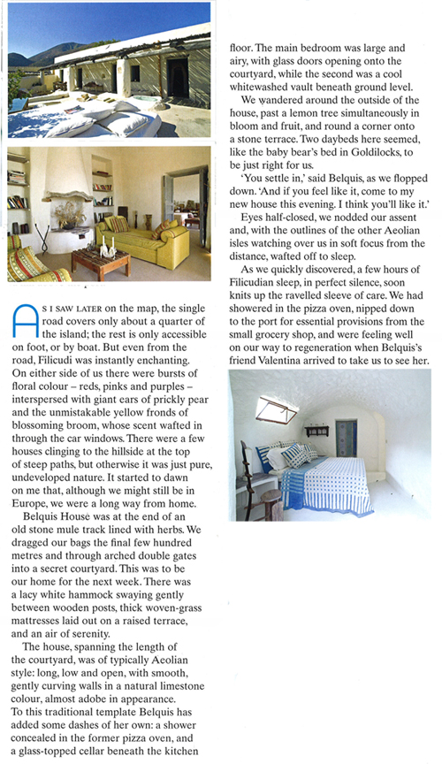 Conde Nast Traveller, August 2011, Belquis House | Think Sicily Conde Nast Traveller, August 2011, Belquis House | Think Sicily