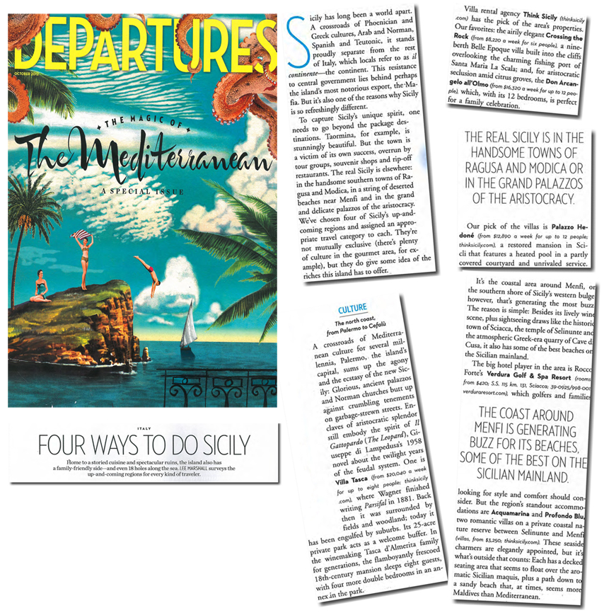 Think Sicily featured in Departures, October 2012 Think Sicily featured in Departures, October 2012