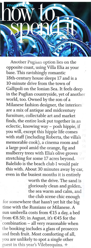 Villa Elia in How to Spend It, March 2011 | Think Puglia Villa Elia in How to Spend It, March 2011 | Think Puglia