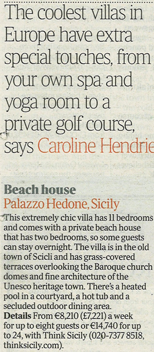 Palazzo Hedoné in The Times, 2nd April 2011 | Think Sicily Palazzo Hedoné in The Times, 2nd April 2011 | Think Sicily
