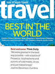 Sunday Times Readers Awards, January 2012 | Think Sicily Sunday Times Readers Awards, January 2012 | Think Sicily