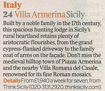 Villa Armerina in The Times, 4th February 2012 | Think Sicily Villa Armerina in The Times, 4th February 2012 | Think Sicily